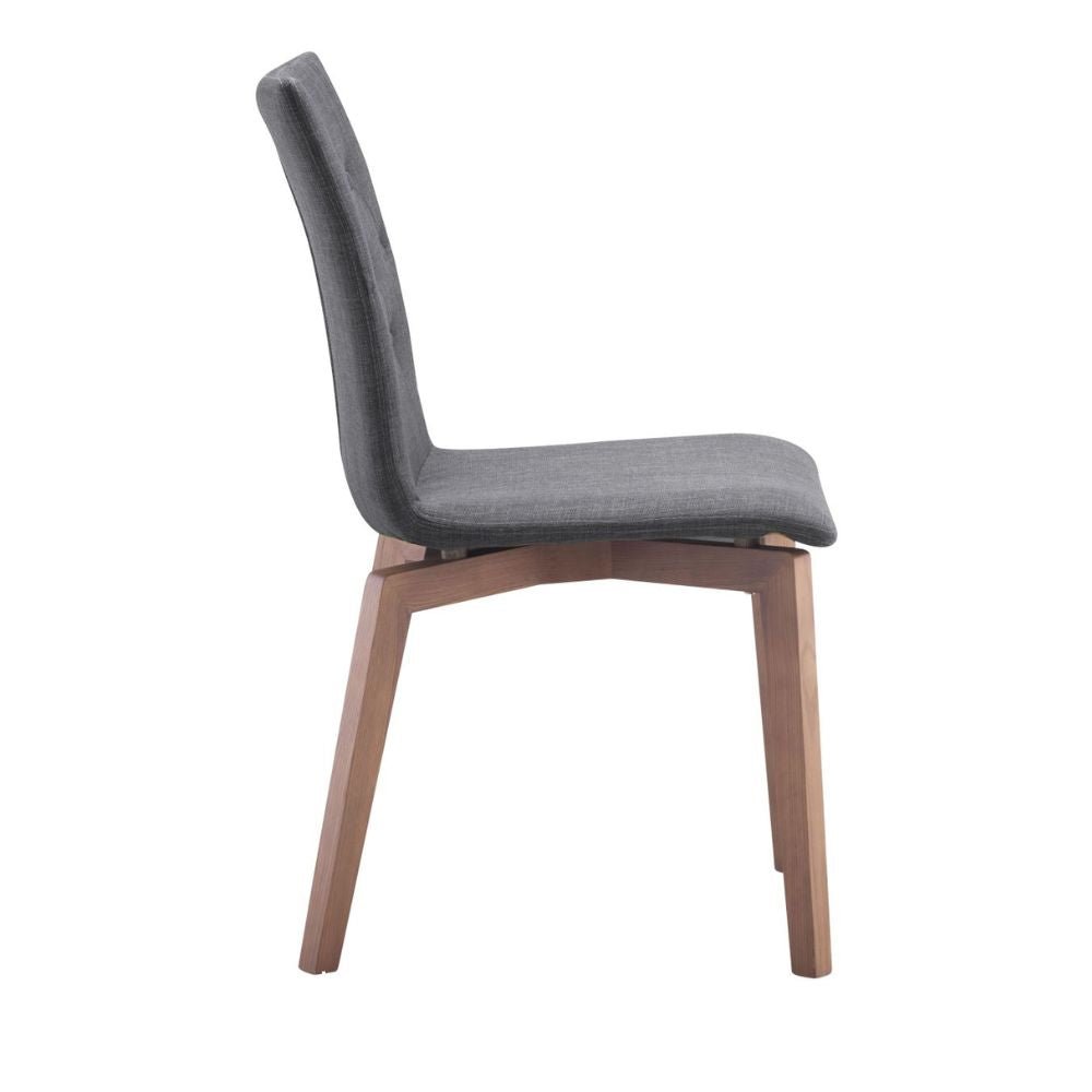 Silla comercial Zuo Orebro tapizada en gris con estructura de madera de abedul