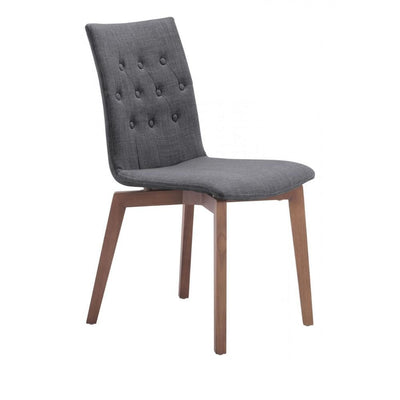 Silla comercial Zuo Orebro tapizada en gris con estructura de madera de abedul