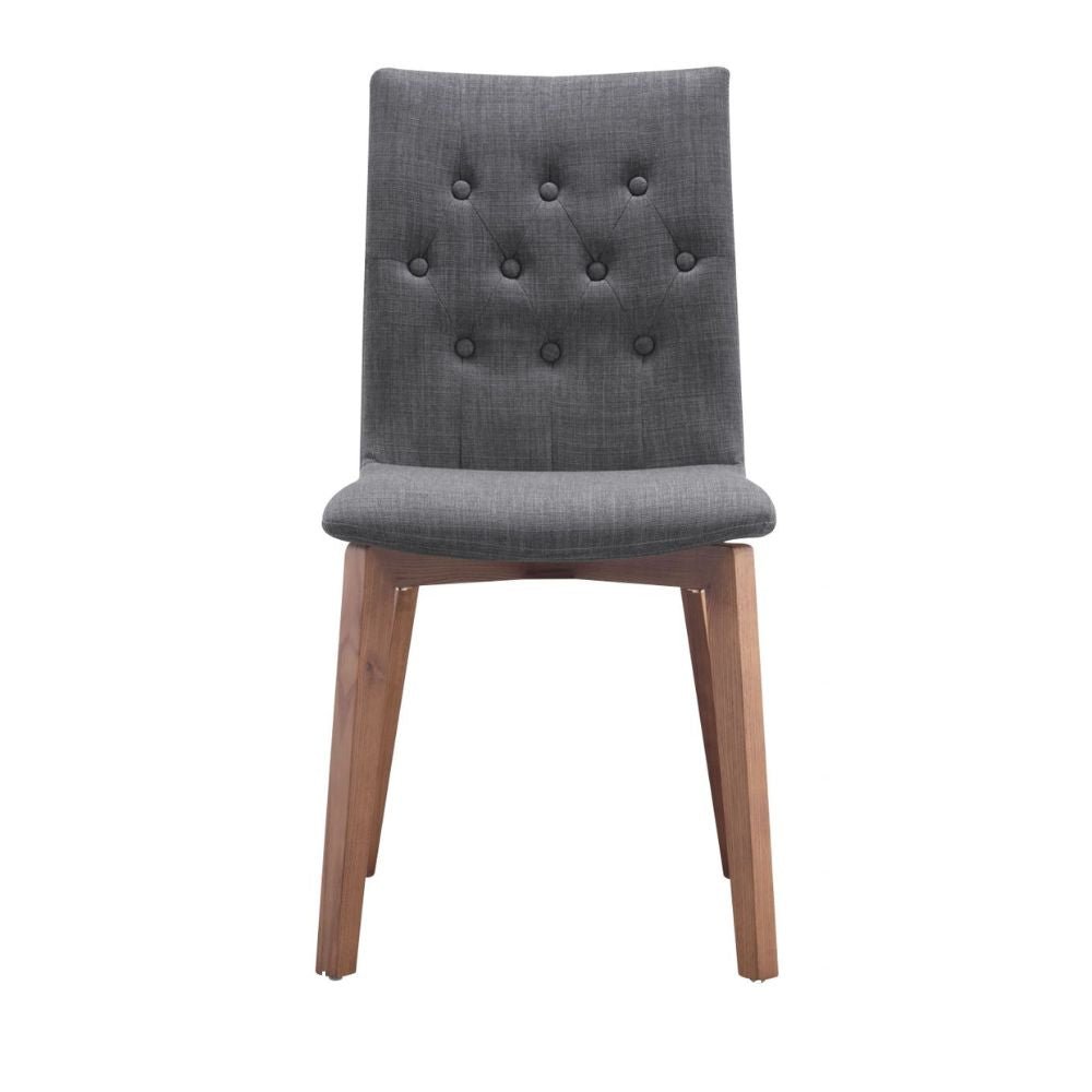 Silla comercial Zuo Orebro tapizada en gris con estructura de madera de abedul