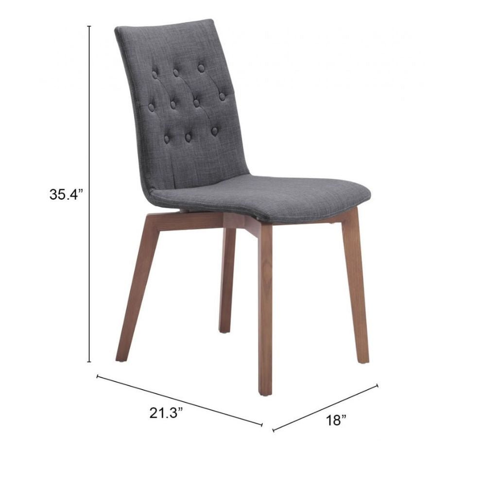Silla comercial Zuo Orebro tapizada en gris con estructura de madera de abedul
