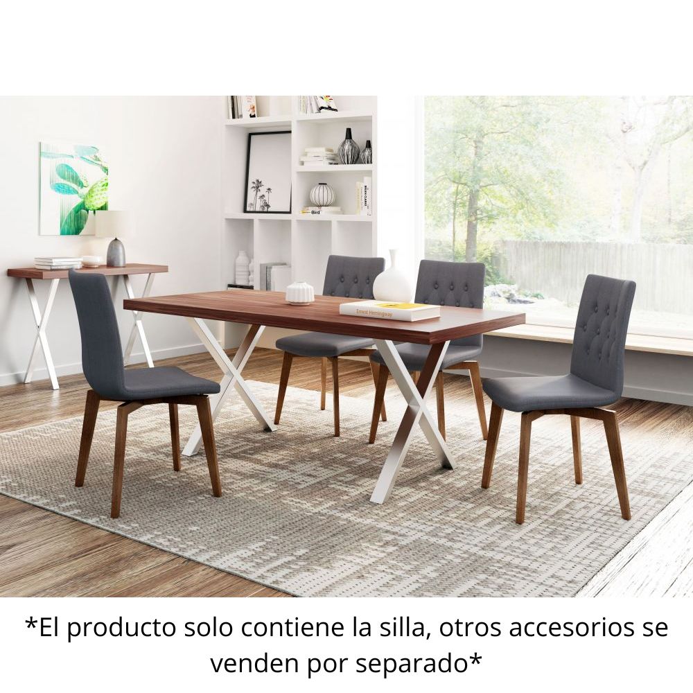 Silla comercial Zuo Orebro tapizada en gris con estructura de madera de abedul