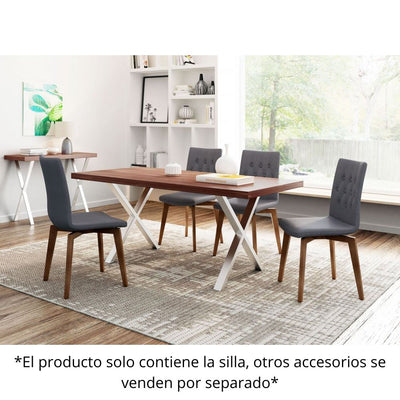 Silla comercial Zuo Orebro tapizada en gris con estructura de madera de abedul