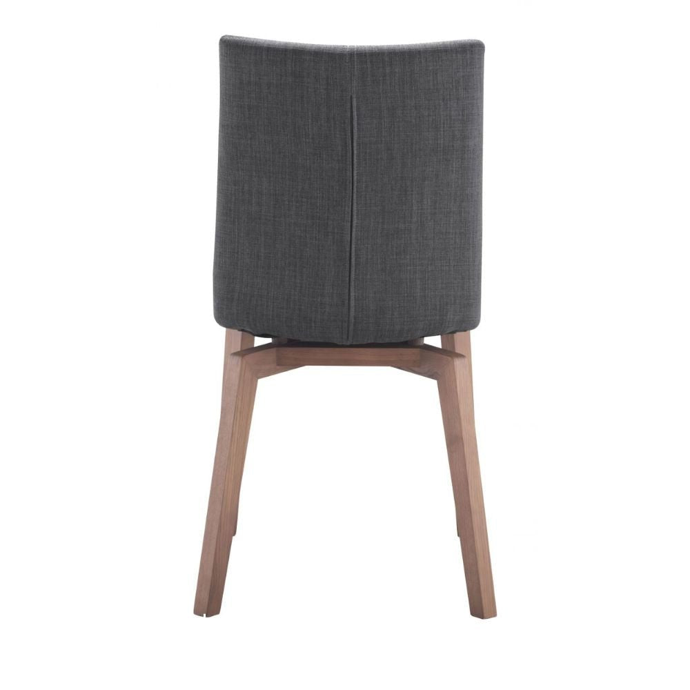 Silla comercial Zuo Orebro tapizada en gris con estructura de madera de abedul