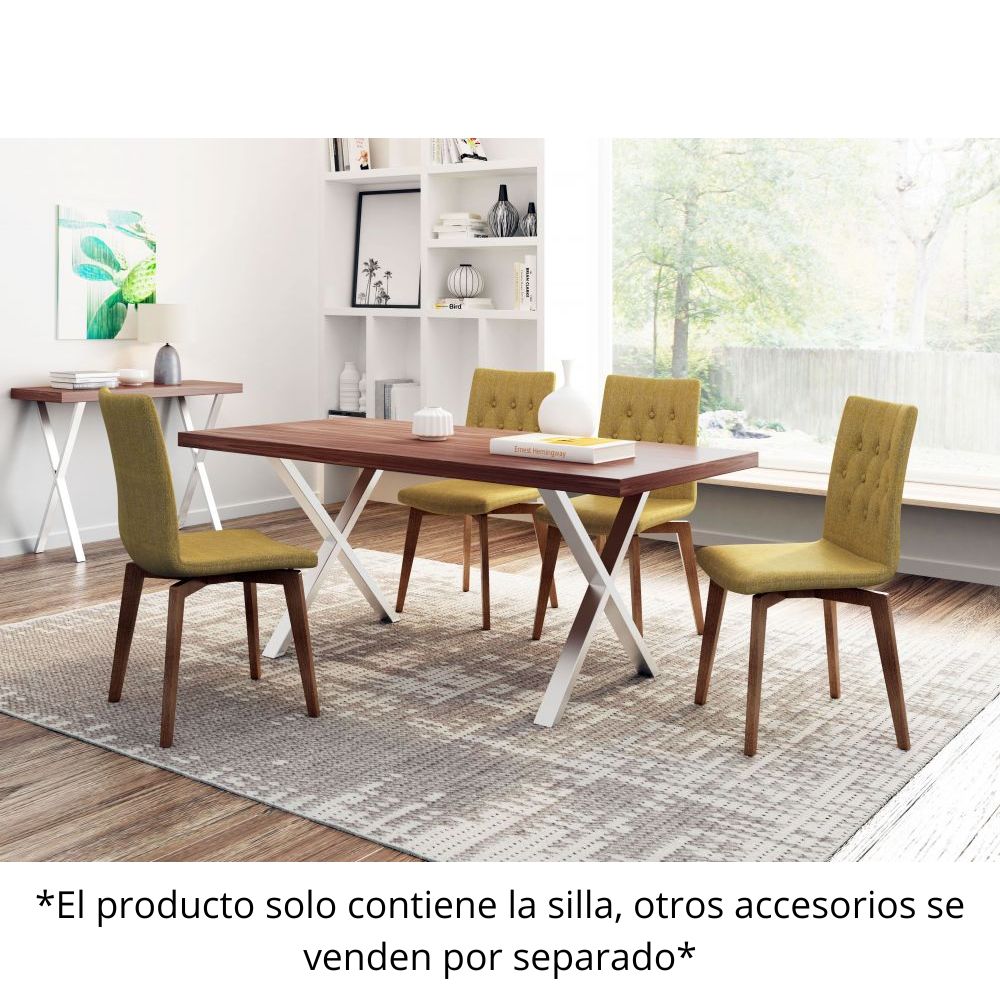 Silla comercial Zuo Orebro verde tapizada en tejido de poliéster con base de madera de abedul