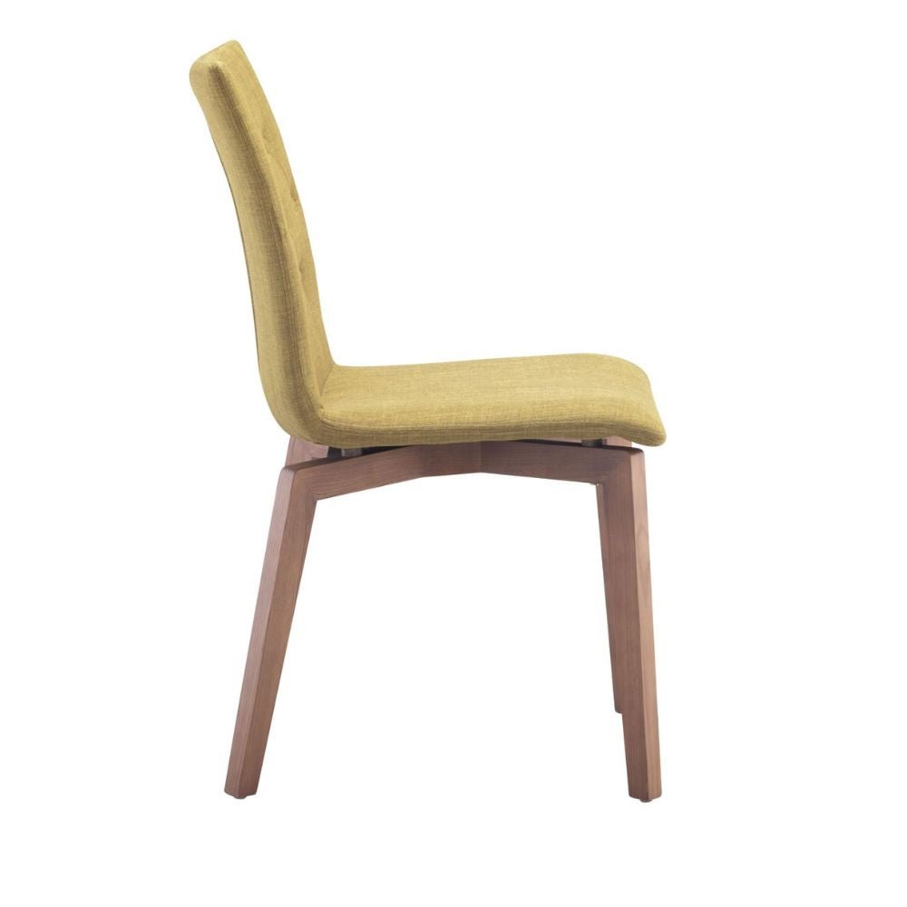 Silla comercial Zuo Orebro verde tapizada en tejido de poliéster con base de madera de abedul