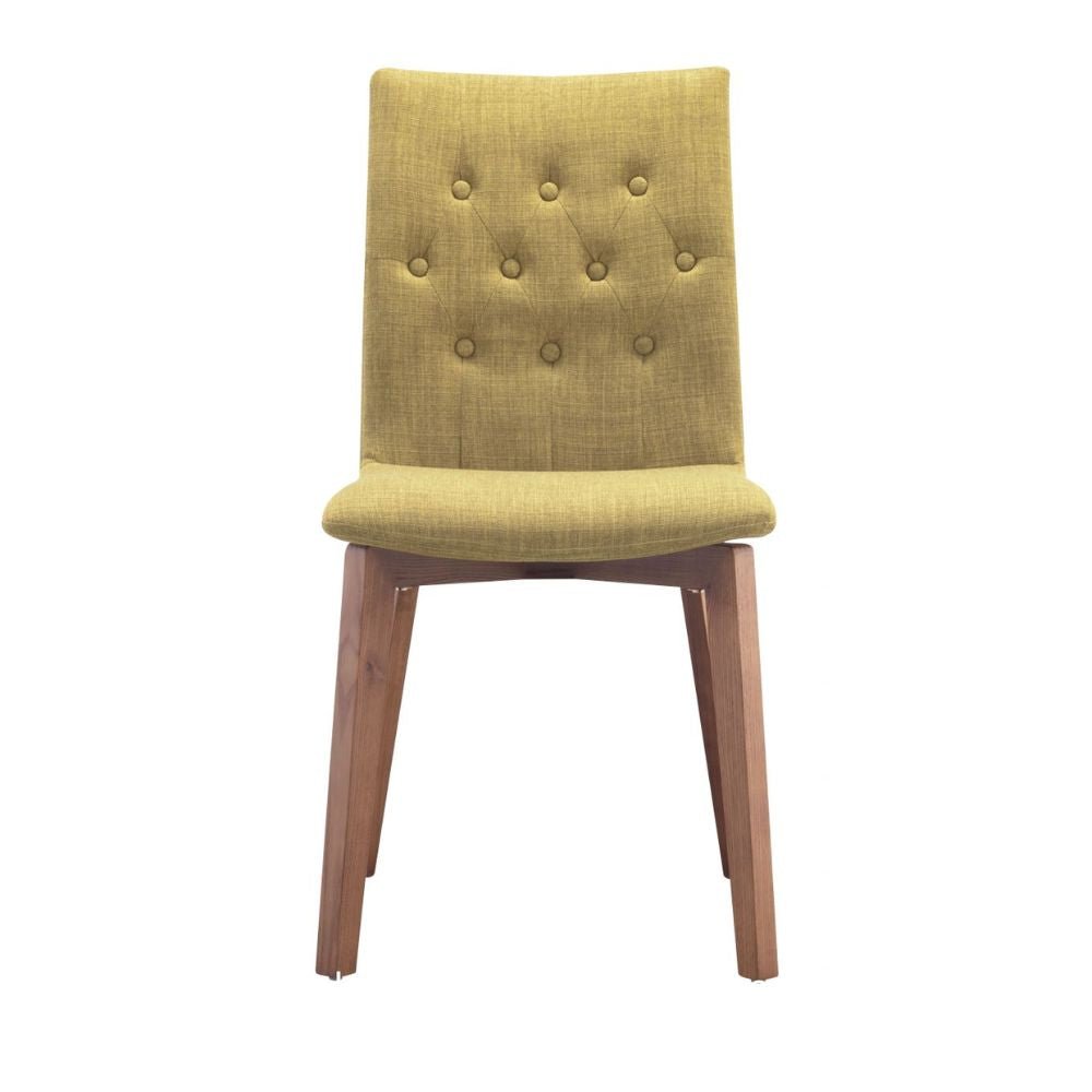 Silla comercial Zuo Orebro verde tapizada en tejido de poliéster con base de madera de abedul