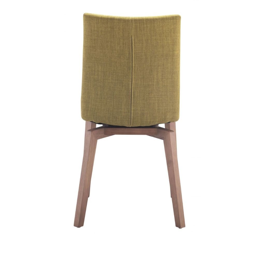 Silla comercial Zuo Orebro verde tapizada en tejido de poliéster con base de madera de abedul