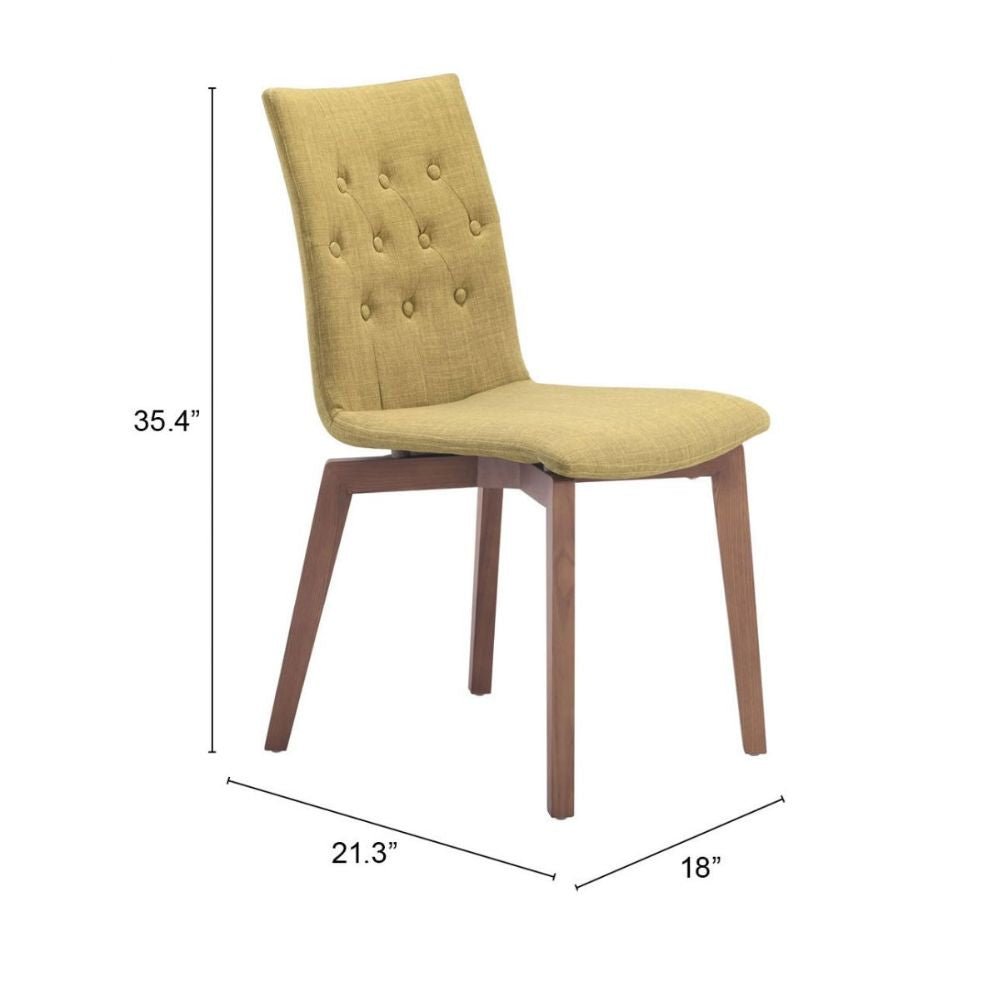 Silla comercial Zuo Orebro verde tapizada en tejido de poliéster con base de madera de abedul