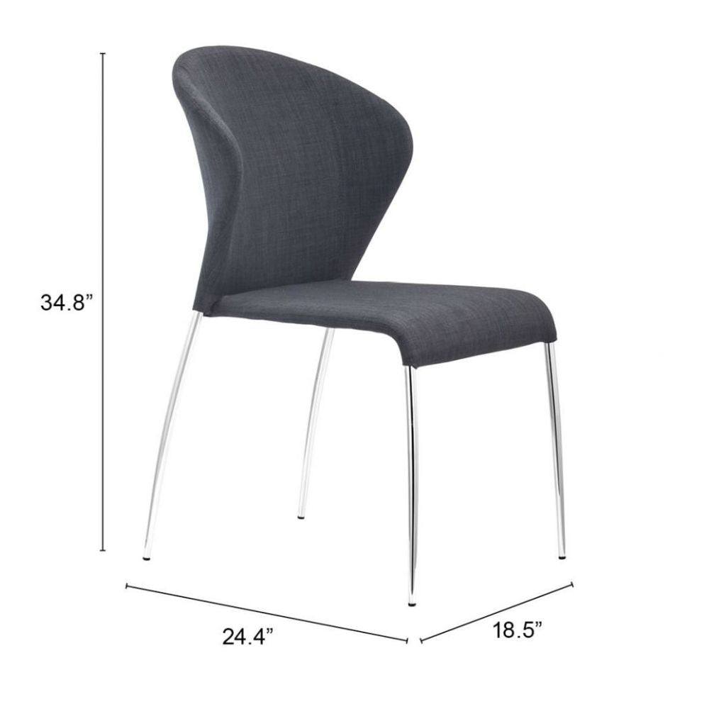 Silla comercial Zuo Oulu gris tapizada en tejido de poliéster con estructura de acero cromado
