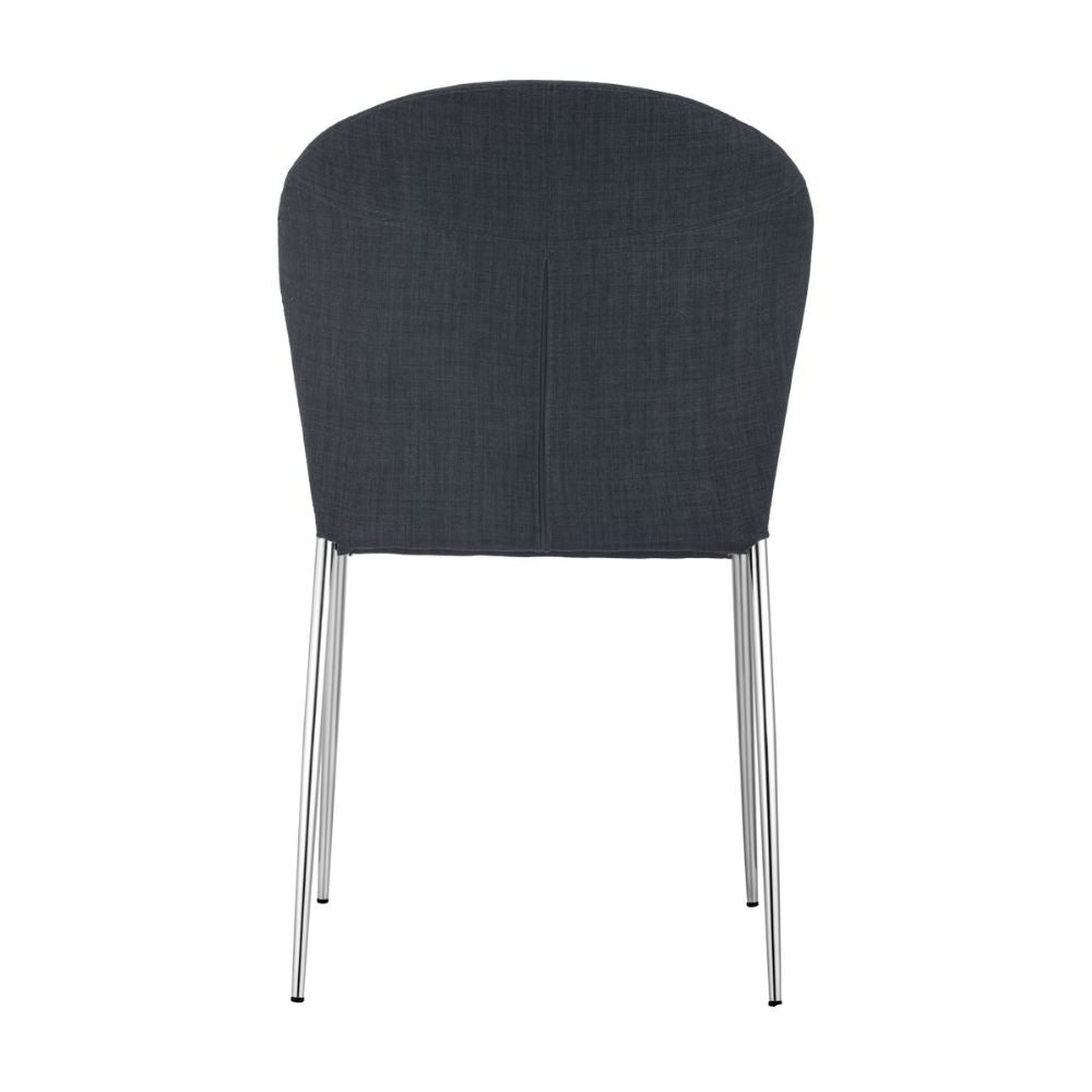 Silla comercial Zuo Oulu gris tapizada en tejido de poliéster con estructura de acero cromado