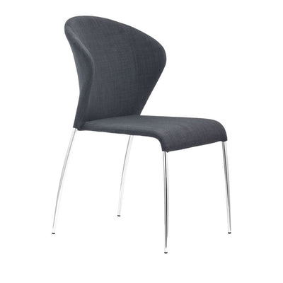 Silla comercial Zuo Oulu gris tapizada en tejido de poliéster con estructura de acero cromado
