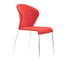 Silla comercial Zuo Oulu naranja tapizada en tela con estructura de acero cromado