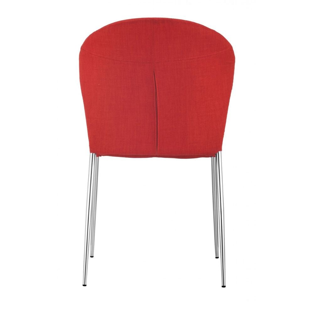 Silla comercial Zuo Oulu naranja tapizada en tela con estructura de acero cromado