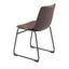Silla comercial Zuo Vintage Espresso tapizada en marrón con base metálica negra mate