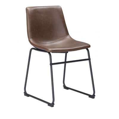 Silla comercial Zuo Vintage Espresso tapizada en marrón con base metálica negra mate
