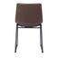 Silla comercial Zuo Vintage Espresso tapizada en marrón con base metálica negra mate