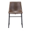 Silla comercial Zuo Vintage Espresso tapizada en marrón con base metálica negra mate