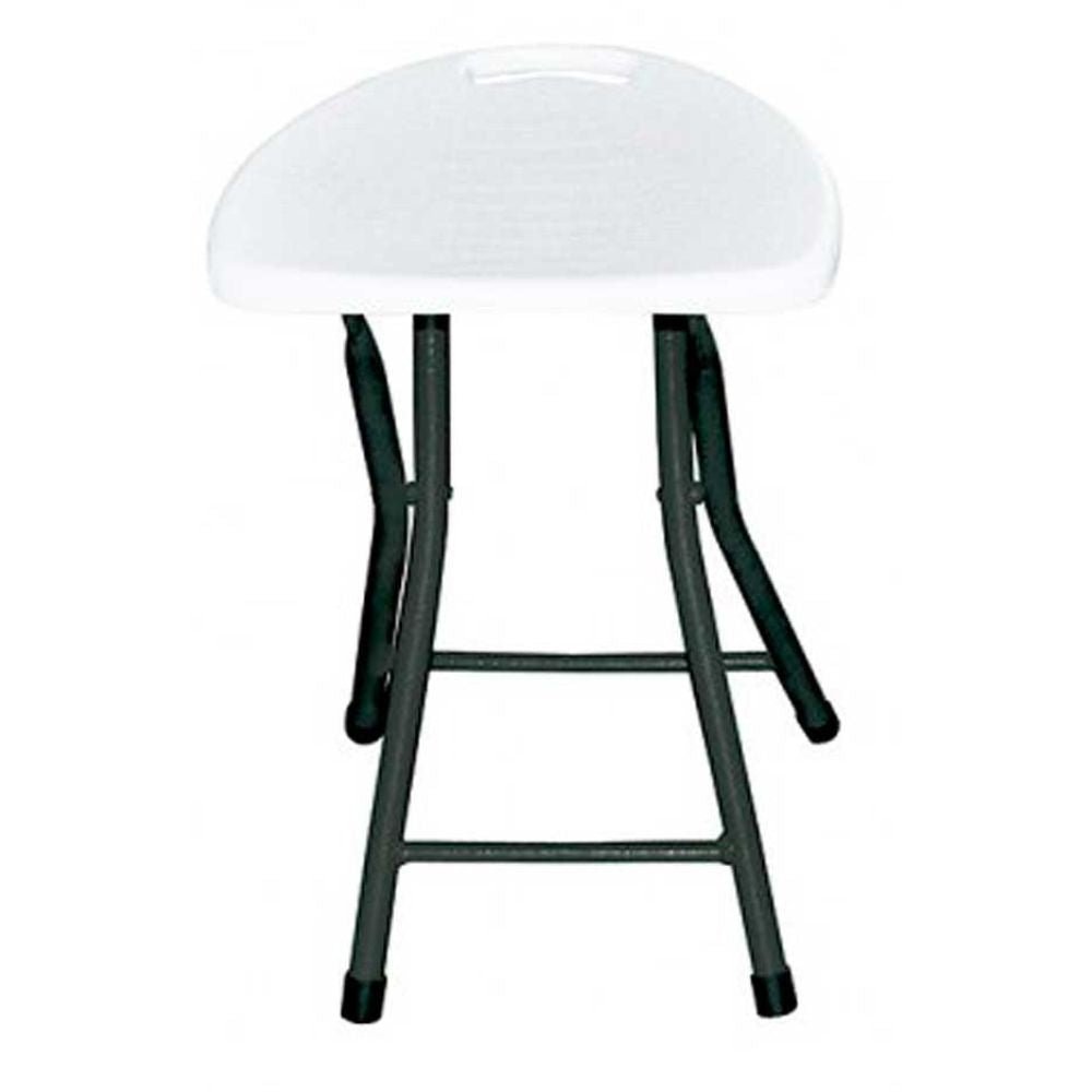 Taburete plegable Resol Easy Stool en polietileno de alta densidad blanco con estructura de acero negro