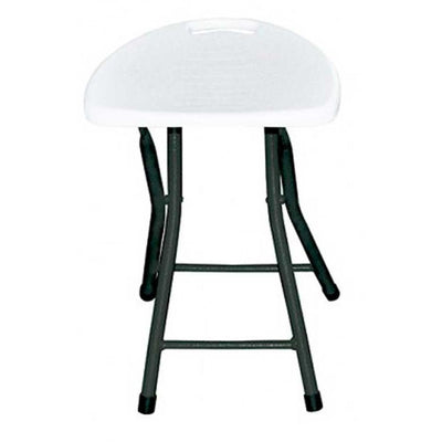 Taburete plegable Resol Easy Stool en polietileno de alta densidad blanco con estructura de acero negro