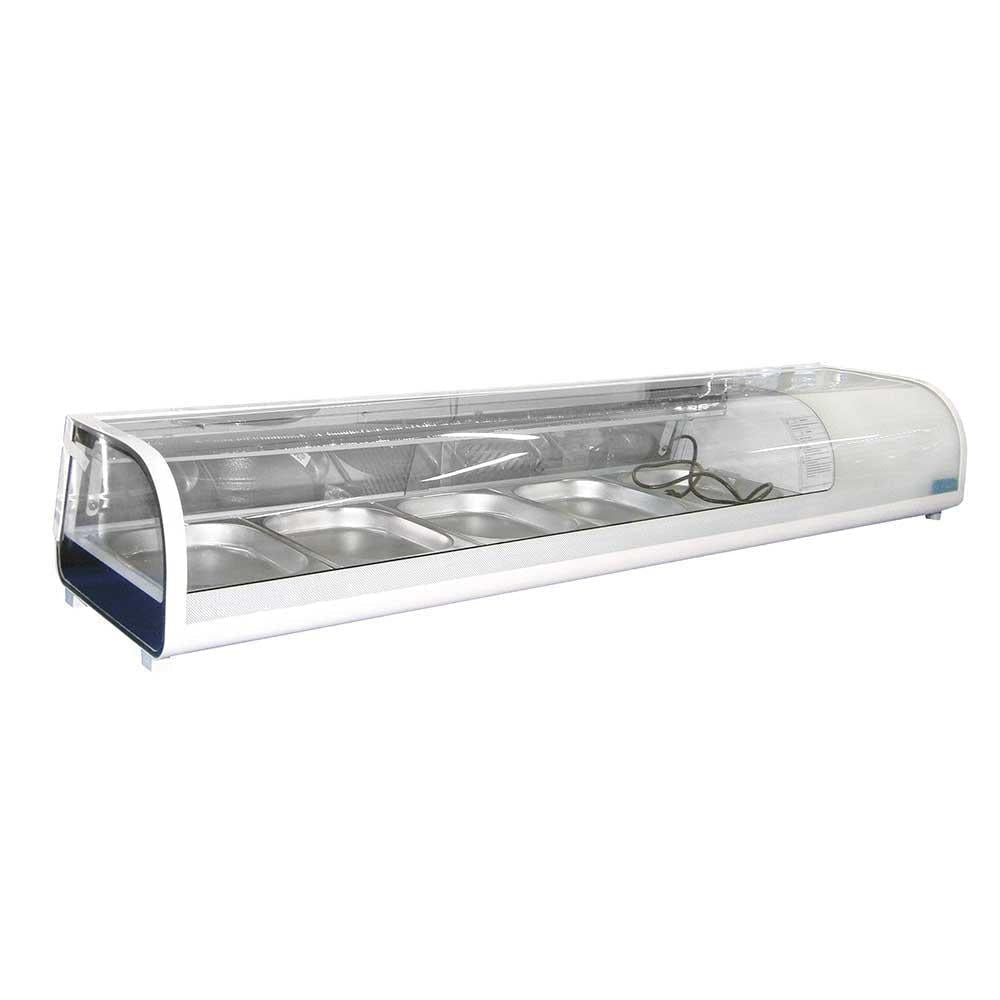 Migsa Rts-132L Vitrina Refrigerada Para Sushi Cristal Curvo Mostrador. 180 cm. 132 Lt / 4.34 pies - 120 V-Vitrinas Refrigeradas-Migsa-KitchenMax Store